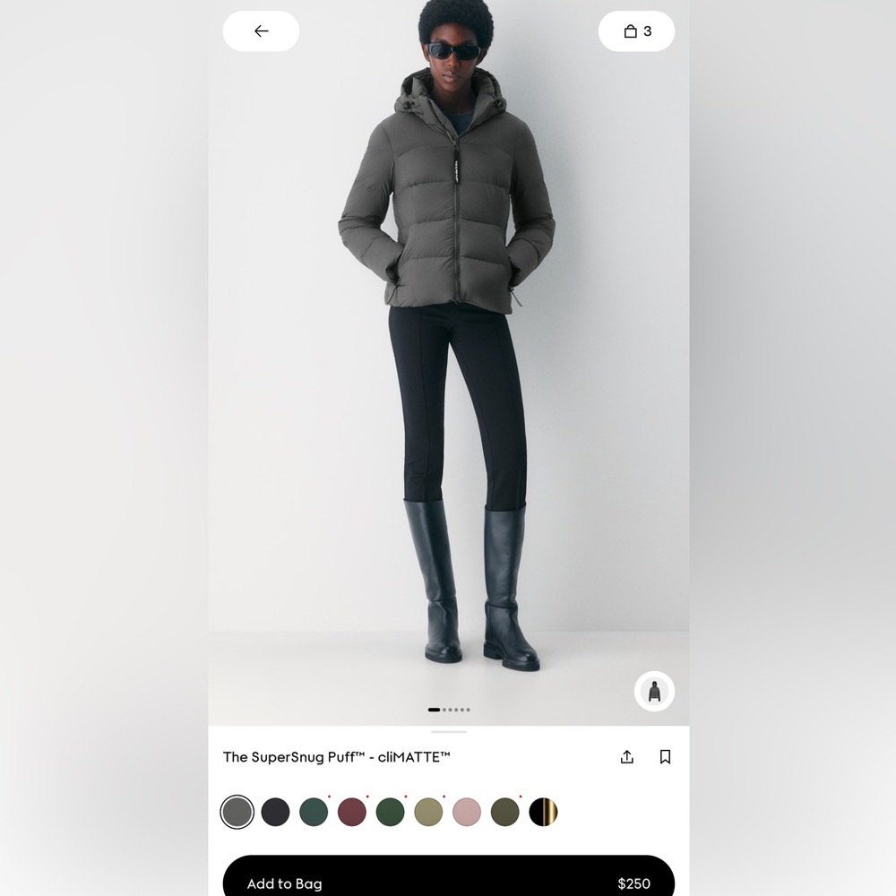 Aritzia SuperSnug Puff Bomber Jacket in Dark Gray